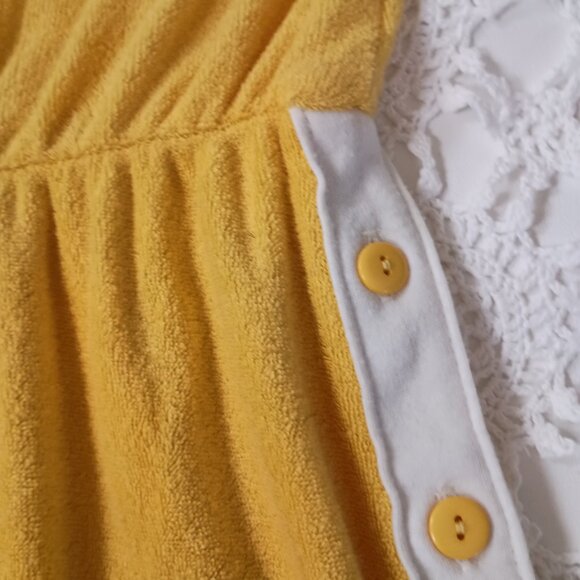 Vtg 70s Doll Rags Sleeveless Dress Yellow Terry Cloth Knee Length Medium Women - Picture 3 of 9